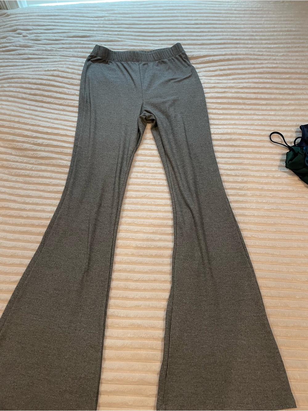 Fashion Nova Olive Gray Knit Flare Pants